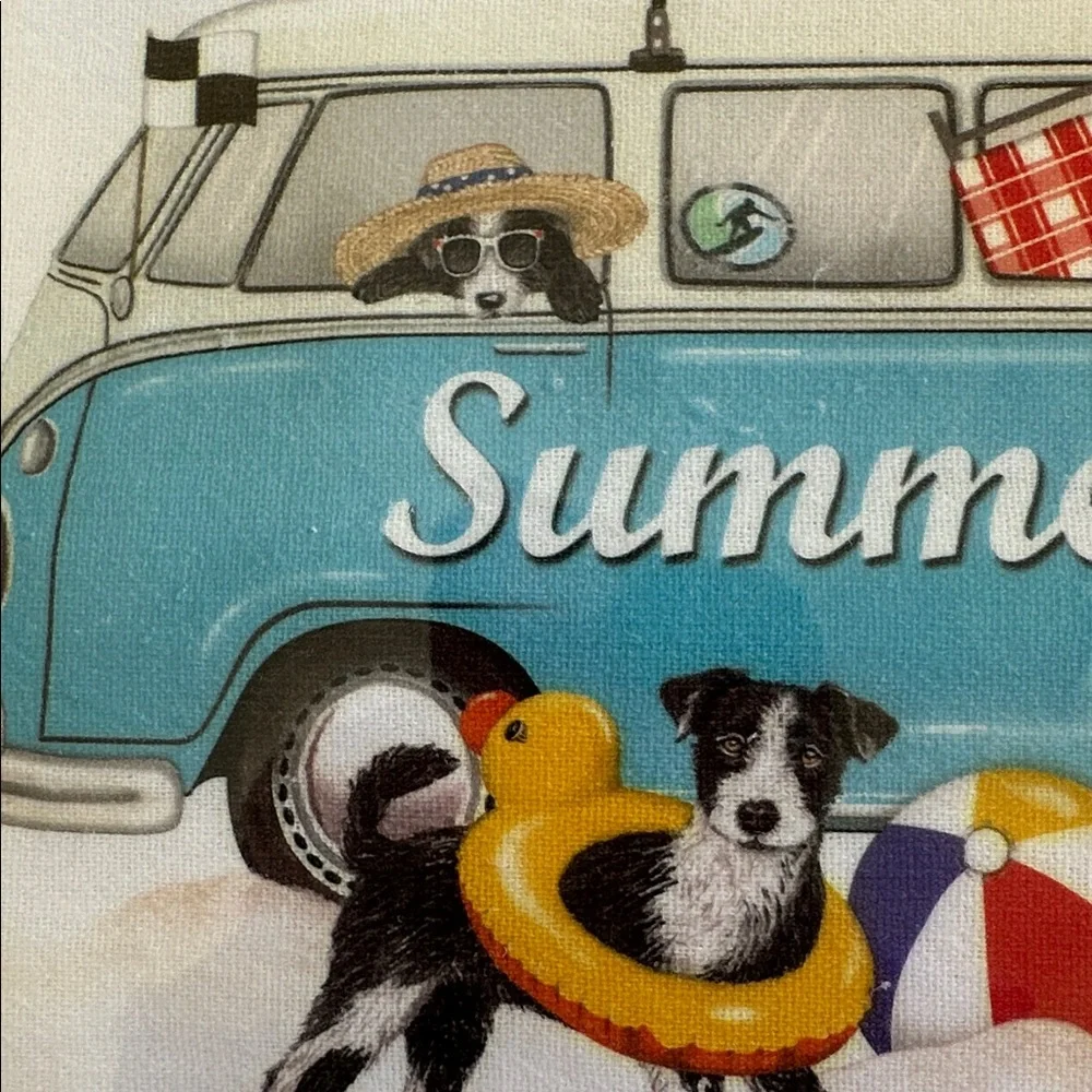 Mary Lake-Thompson Retro Summer Van Station Wagon Canoe Flour Sack Dish Towel